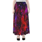 Purple Dark Galaxy Space Print Chiffon Maxi Skirt