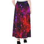 Purple Dark Galaxy Space Print Chiffon Maxi Skirt
