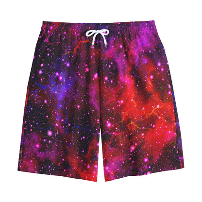 Purple Dark Galaxy Space Print Cotton Shorts
