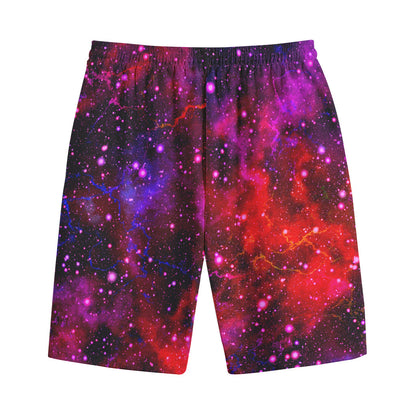 Purple Dark Galaxy Space Print Cotton Shorts