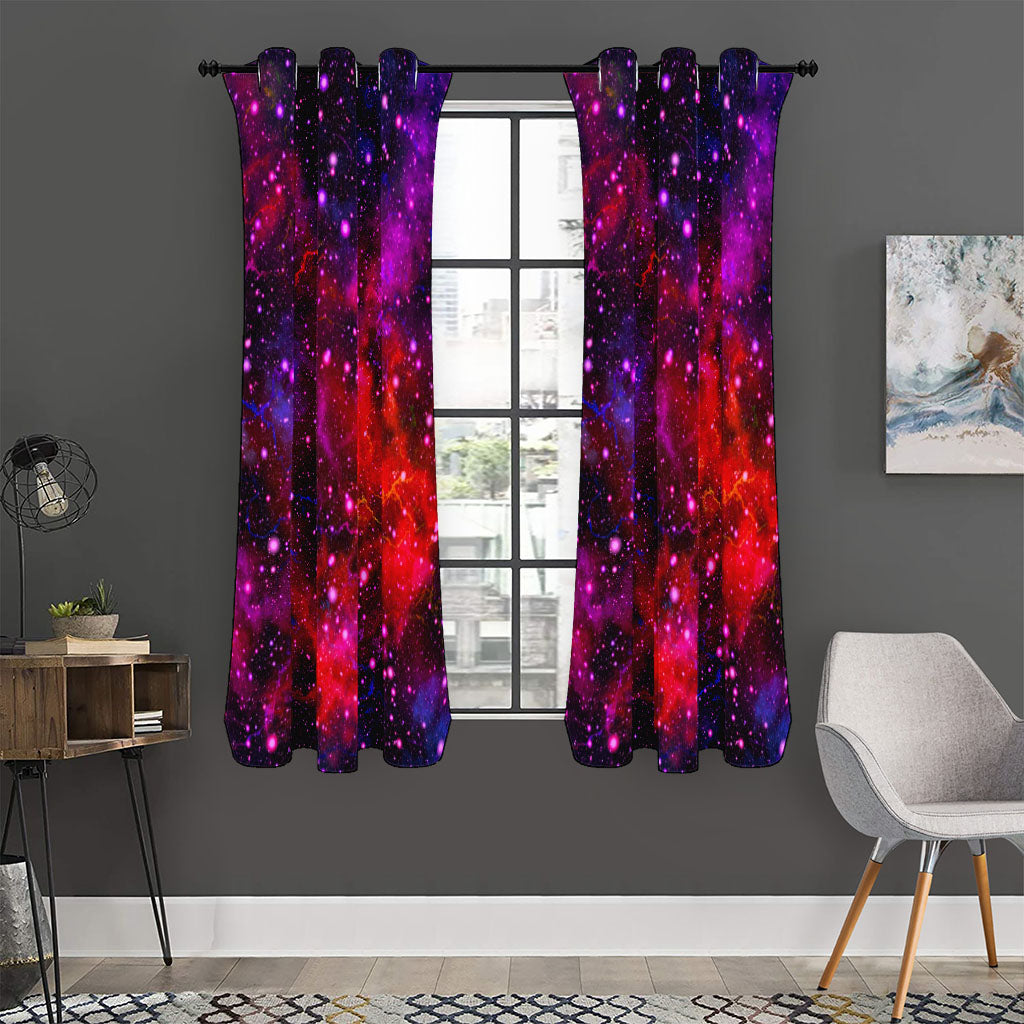 Purple Dark Galaxy Space Print Curtain