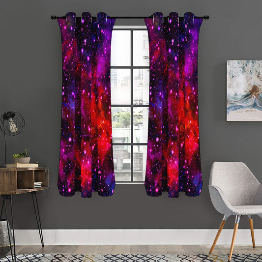 Purple Dark Galaxy Space Print Curtain