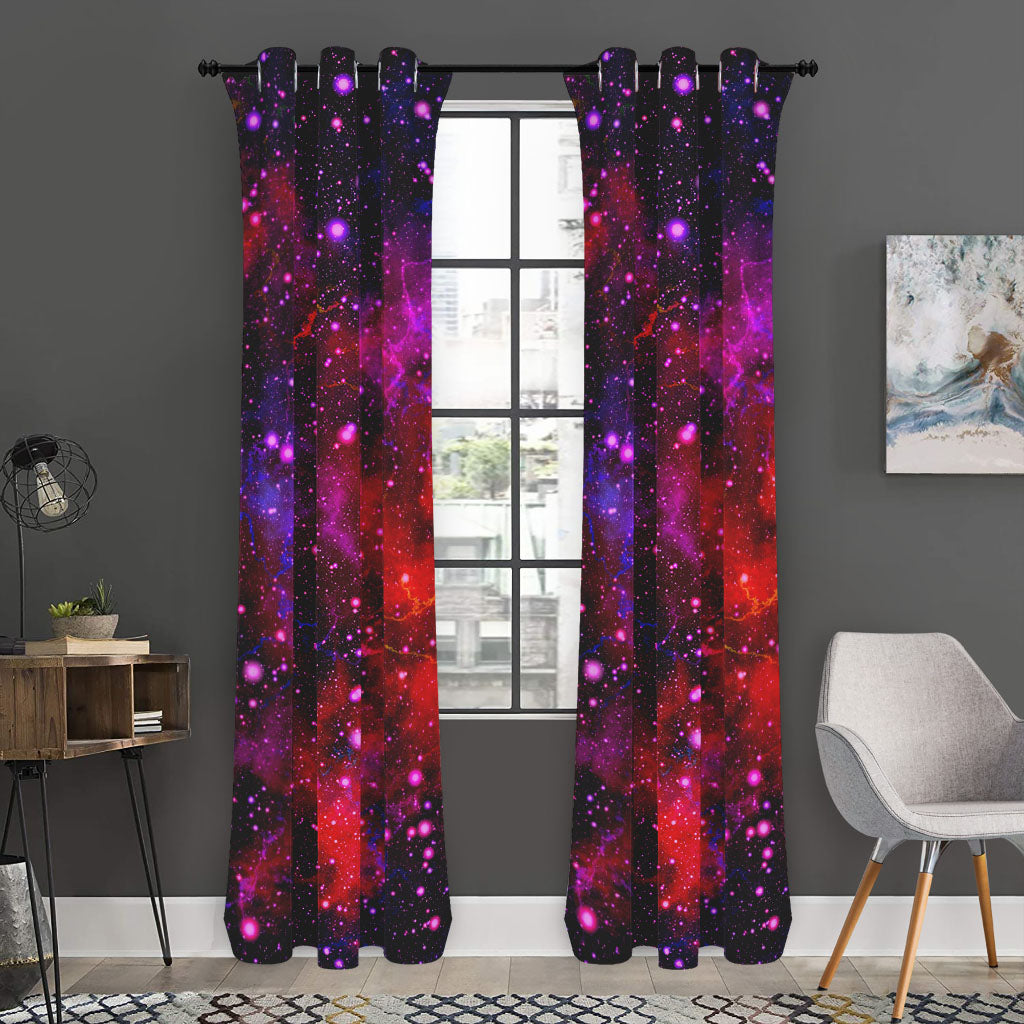 Purple Dark Galaxy Space Print Curtain