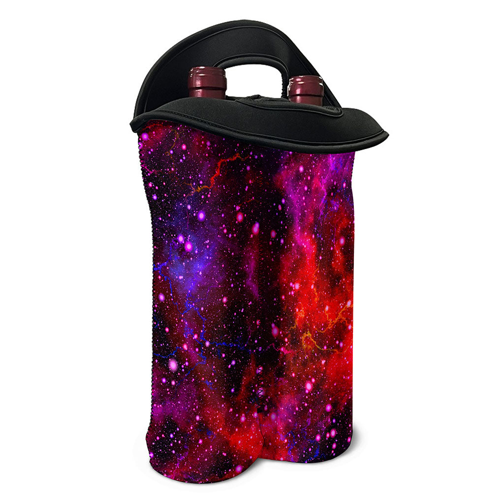 Purple Dark Galaxy Space Print Double Neoprene Wine Tote