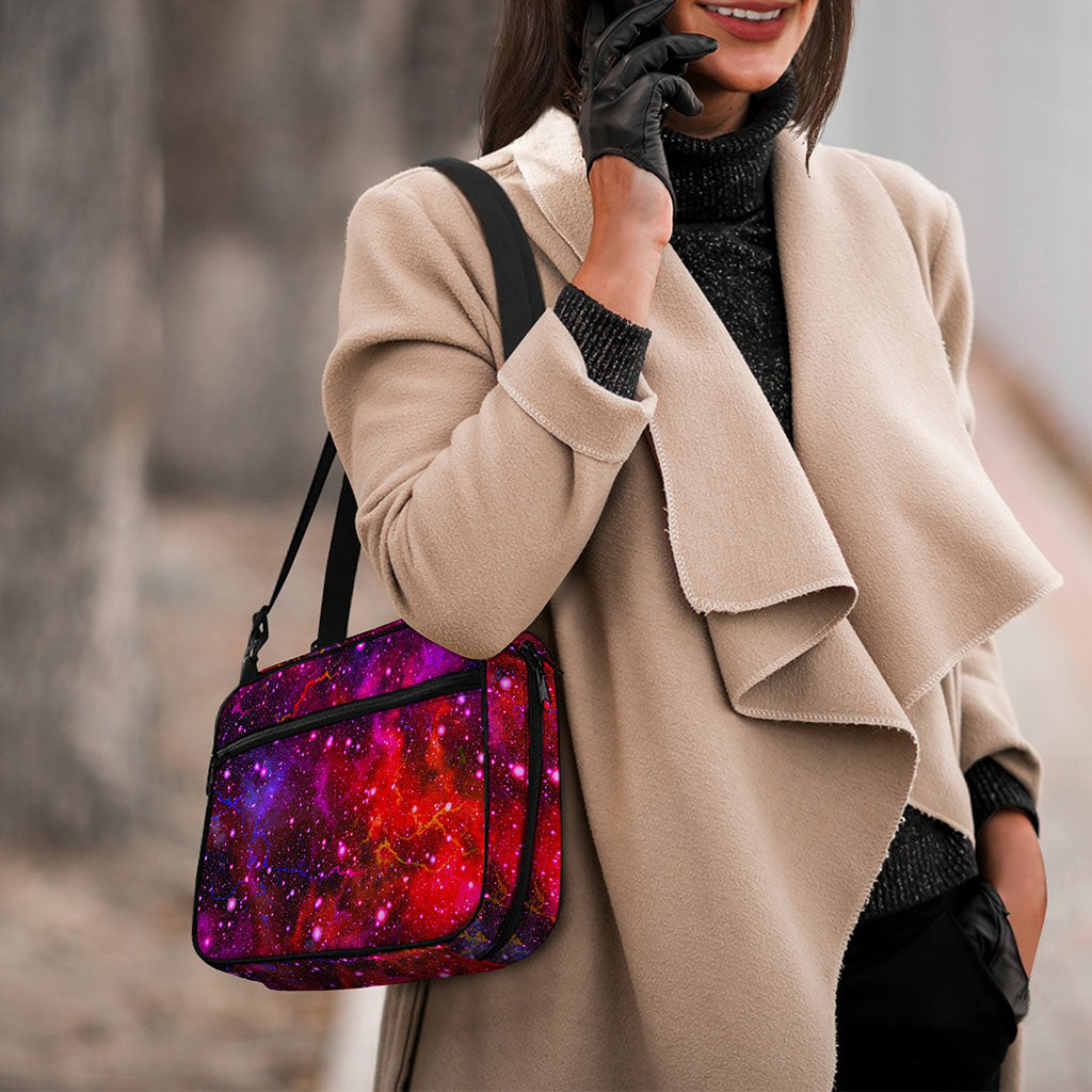 Purple Dark Galaxy Space Print Double Strap Bible Bag