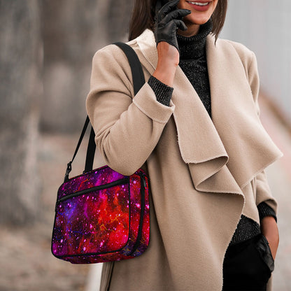 Purple Dark Galaxy Space Print Double Strap Bible Bag