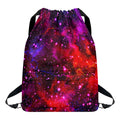 Purple Dark Galaxy Space Print Drawstring Backpack
