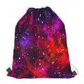 Purple Dark Galaxy Space Print Drawstring Bag
