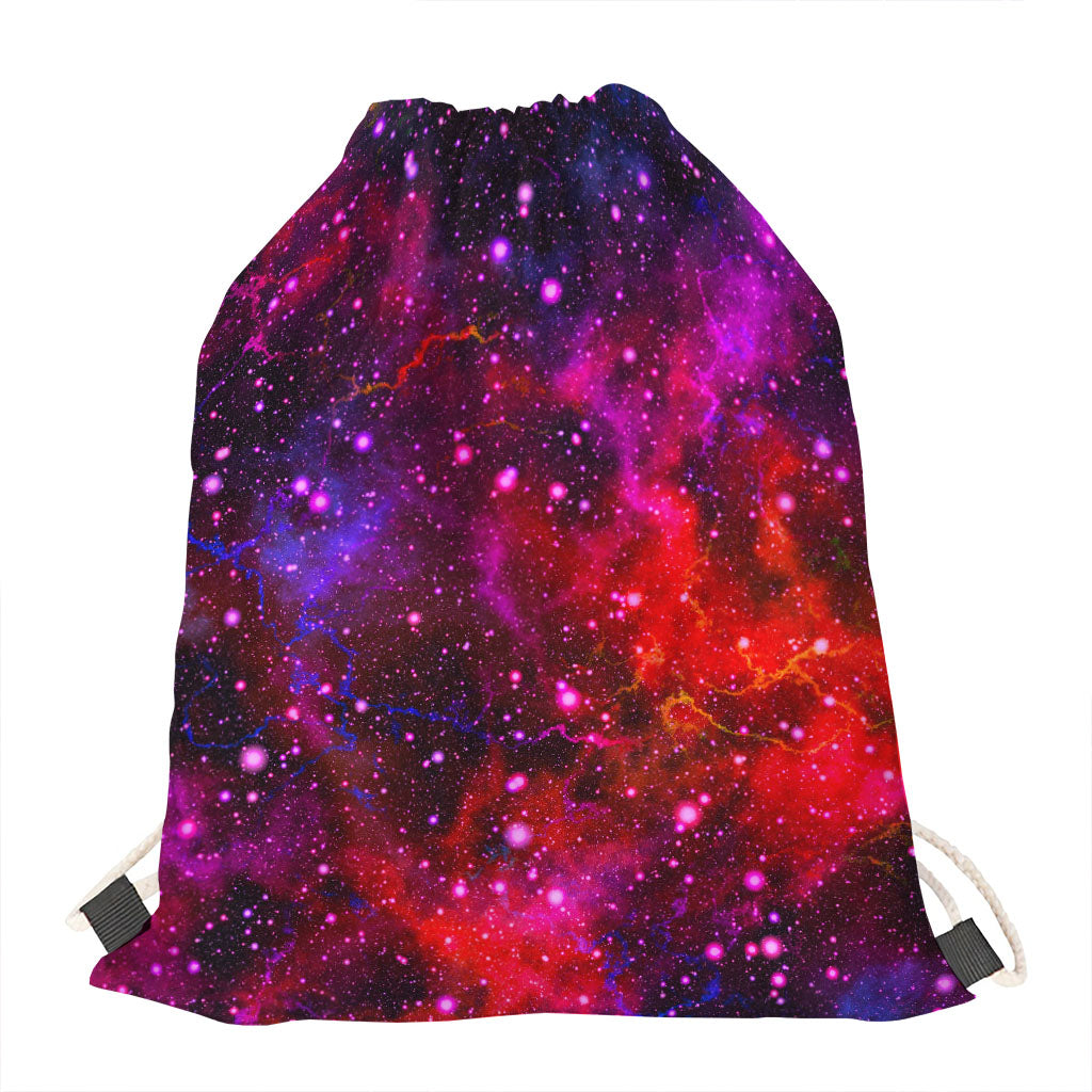 Purple Dark Galaxy Space Print Drawstring Bag