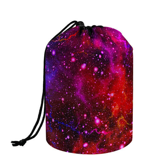 Purple Dark Galaxy Space Print Drawstring Makeup Bag