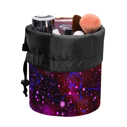 Purple Dark Galaxy Space Print Drawstring Makeup Bag