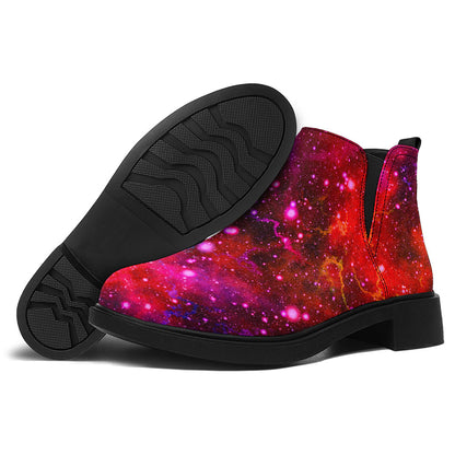Purple Dark Galaxy Space Print Flat Ankle Boots