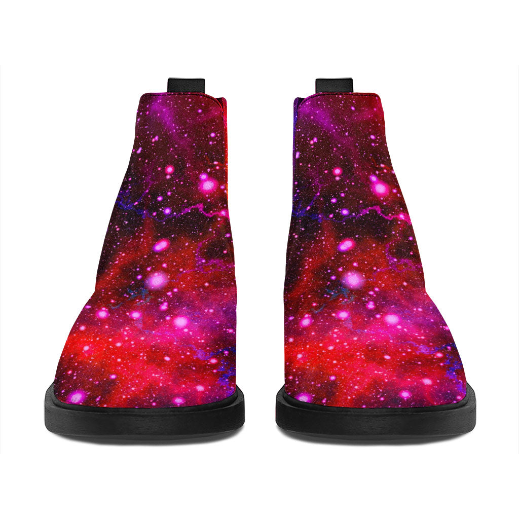 Purple Dark Galaxy Space Print Flat Ankle Boots