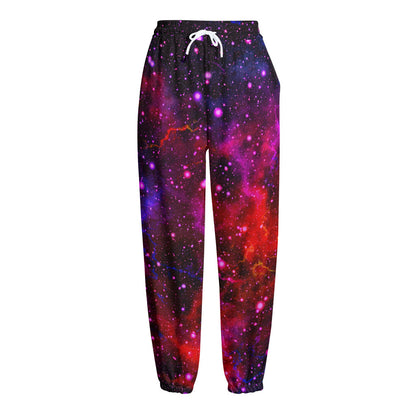 Purple Dark Galaxy Space Print Fleece Lined Knit Pants