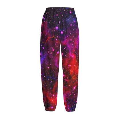 Purple Dark Galaxy Space Print Fleece Lined Knit Pants