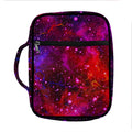 Purple Dark Galaxy Space Print Front Pocket Bible Bag