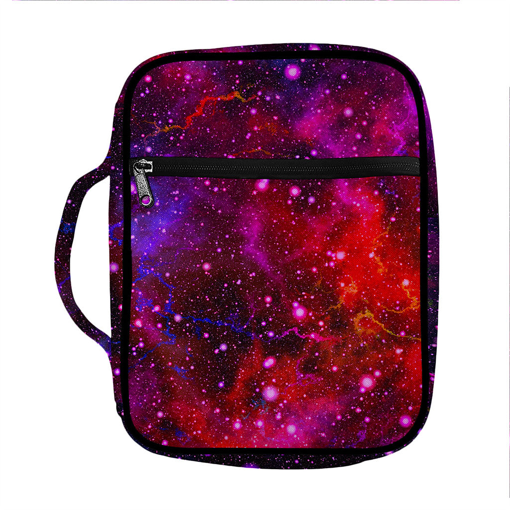 Purple Dark Galaxy Space Print Front Pocket Bible Bag