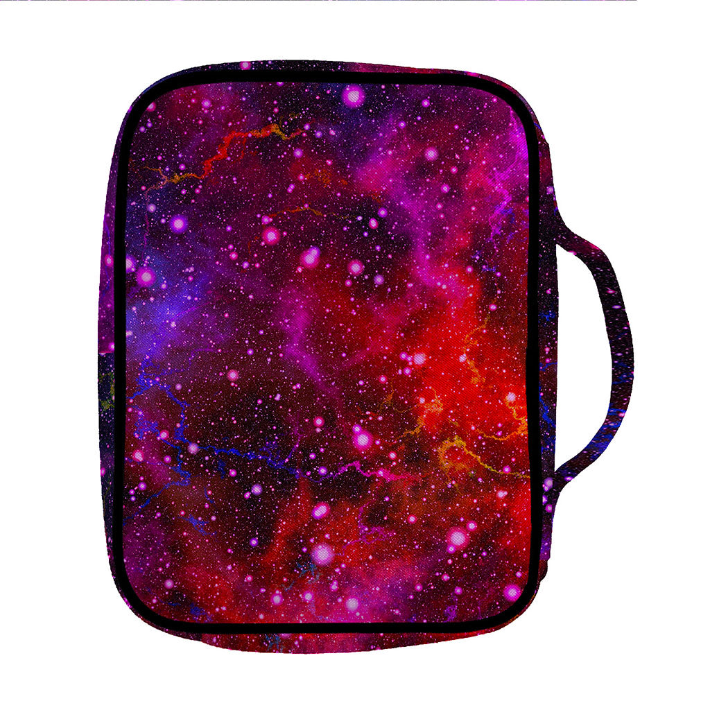 Purple Dark Galaxy Space Print Front Pocket Bible Bag