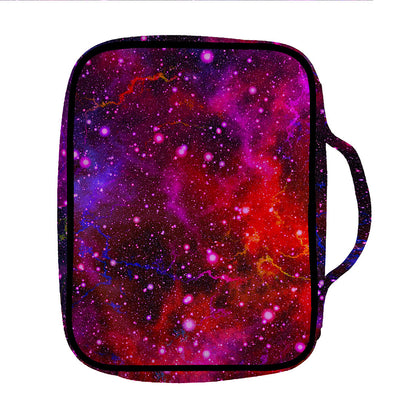Purple Dark Galaxy Space Print Front Pocket Bible Bag
