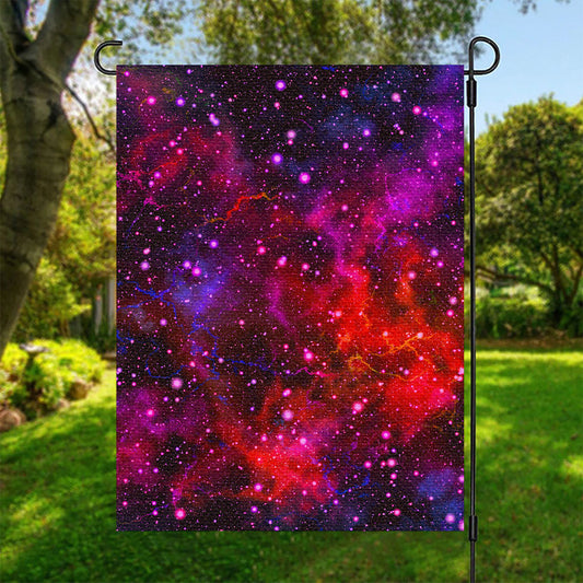 Purple Dark Galaxy Space Print Garden Flag