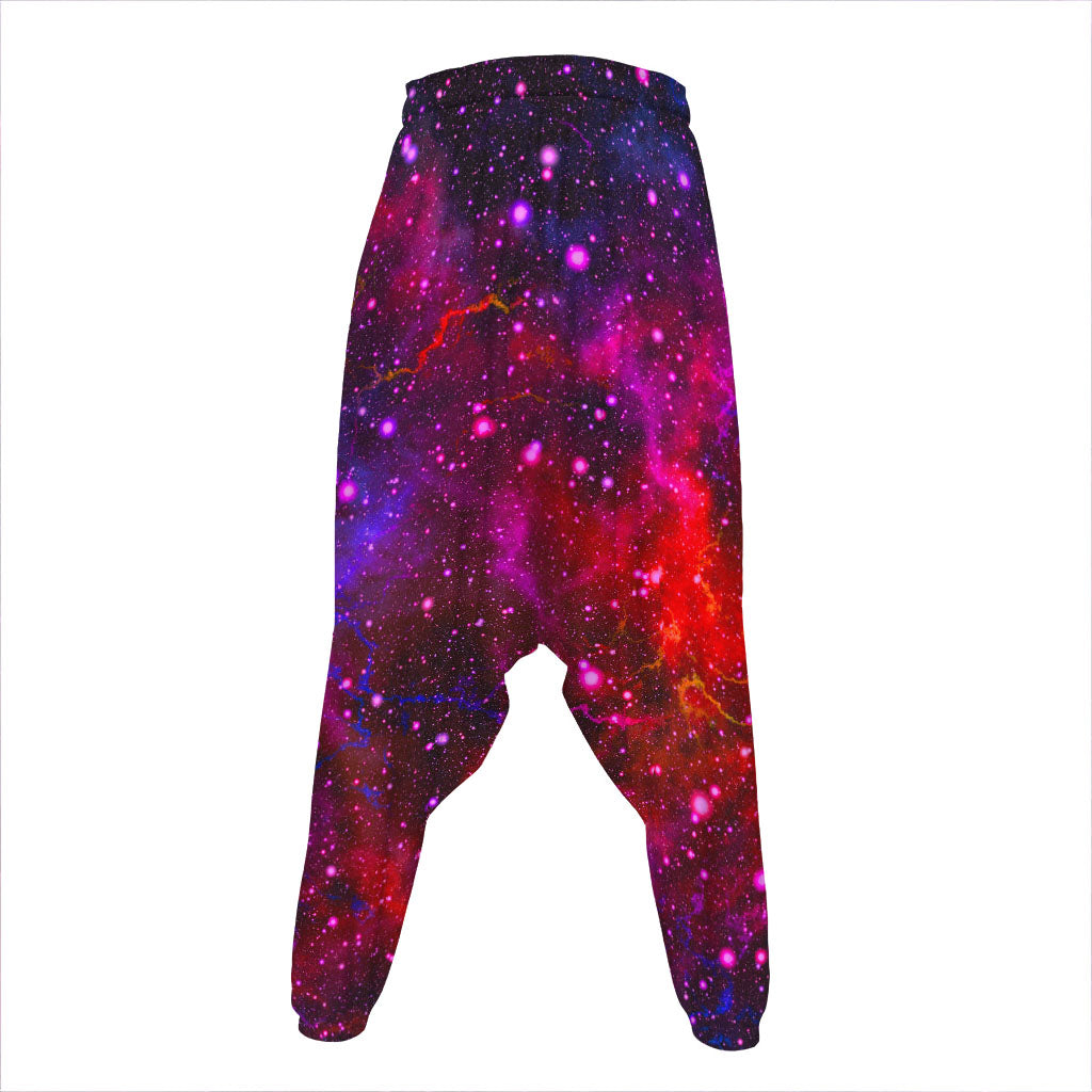 Purple Dark Galaxy Space Print Hammer Pants