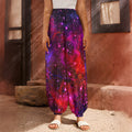 Purple Dark Galaxy Space Print Harem Pants