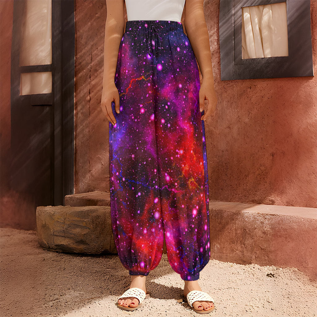 Purple Dark Galaxy Space Print Harem Pants