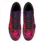 Purple Dark Galaxy Space Print High Top Leather Sneakers
