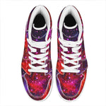 Purple Dark Galaxy Space Print High Top Leather Sneakers