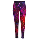 Purple Dark Galaxy Space Print High-Waisted Pocket Leggings