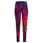 Purple Dark Galaxy Space Print High-Waisted Pocket Leggings