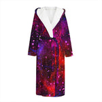 Purple Dark Galaxy Space Print Hooded Bathrobe