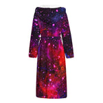 Purple Dark Galaxy Space Print Hooded Bathrobe