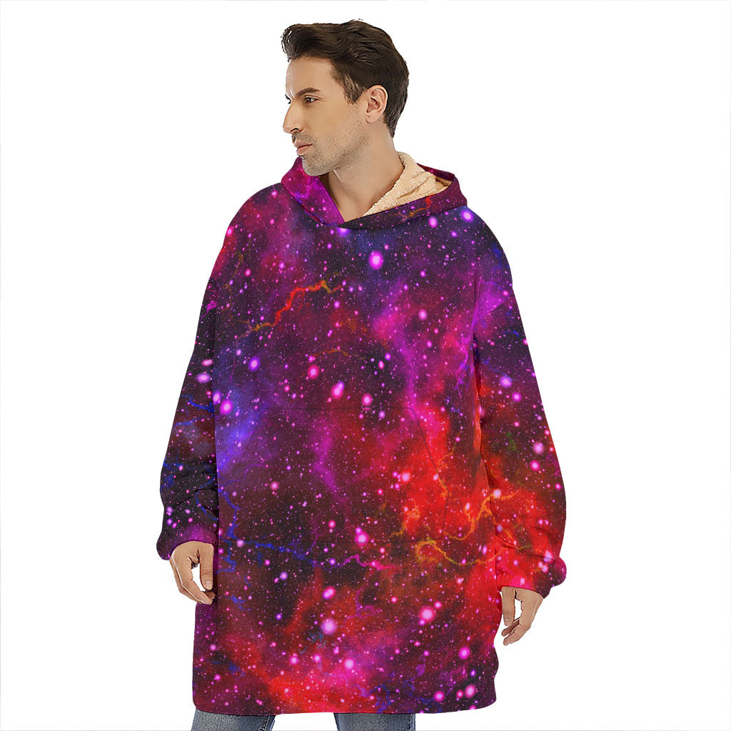 Purple Dark Galaxy Space Print Hoodie Blanket