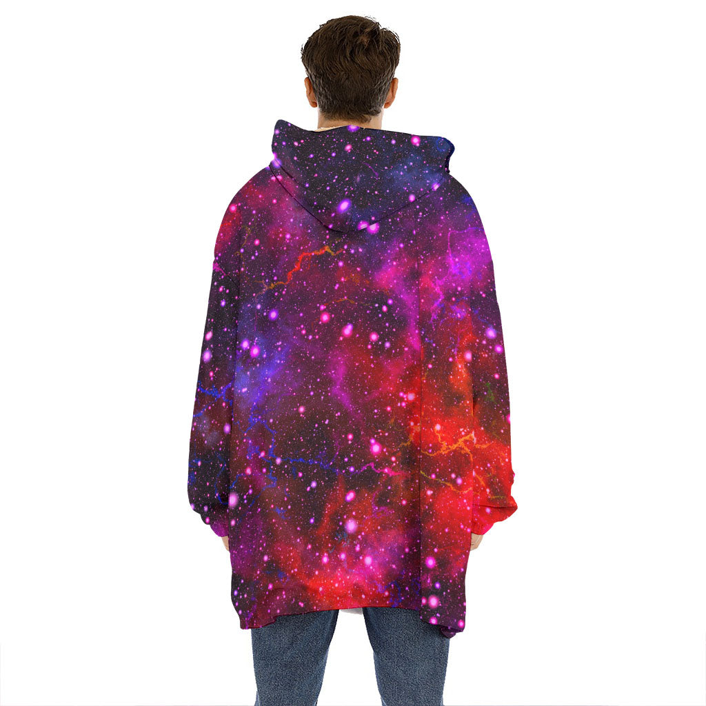 Purple Dark Galaxy Space Print Hoodie Blanket