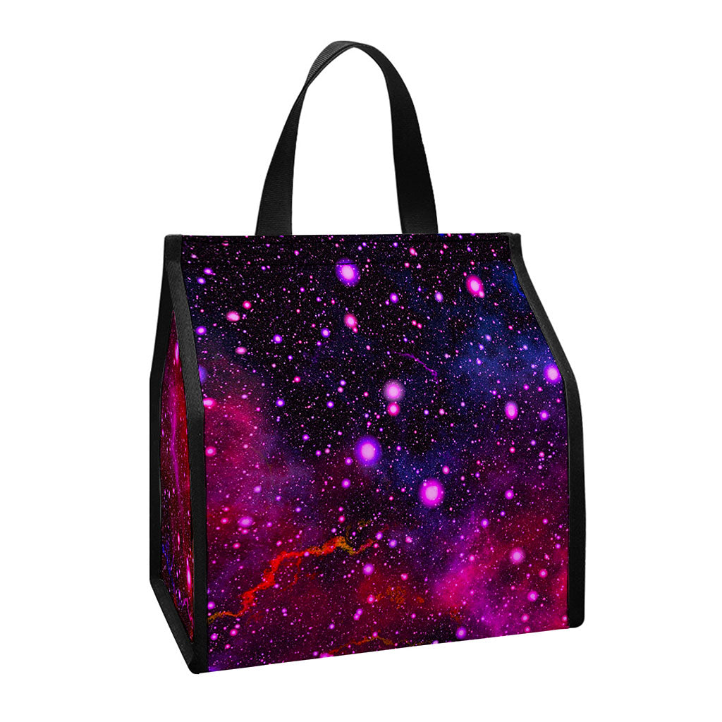 Purple Dark Galaxy Space Print Insulated Lunch Tote