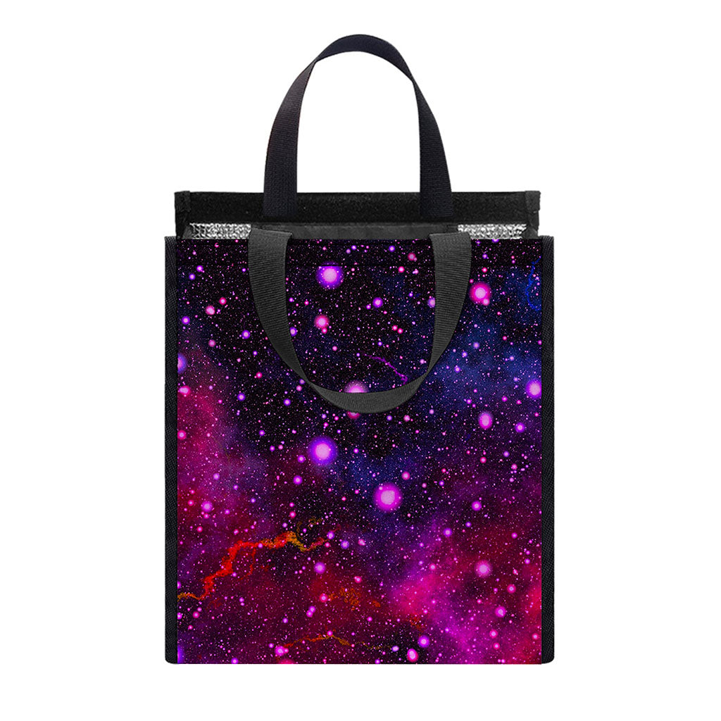 Purple Dark Galaxy Space Print Insulated Lunch Tote