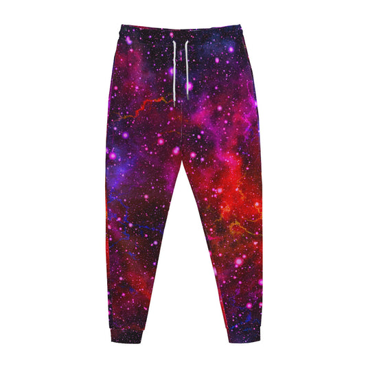 Purple Dark Galaxy Space Print Jogger Pants