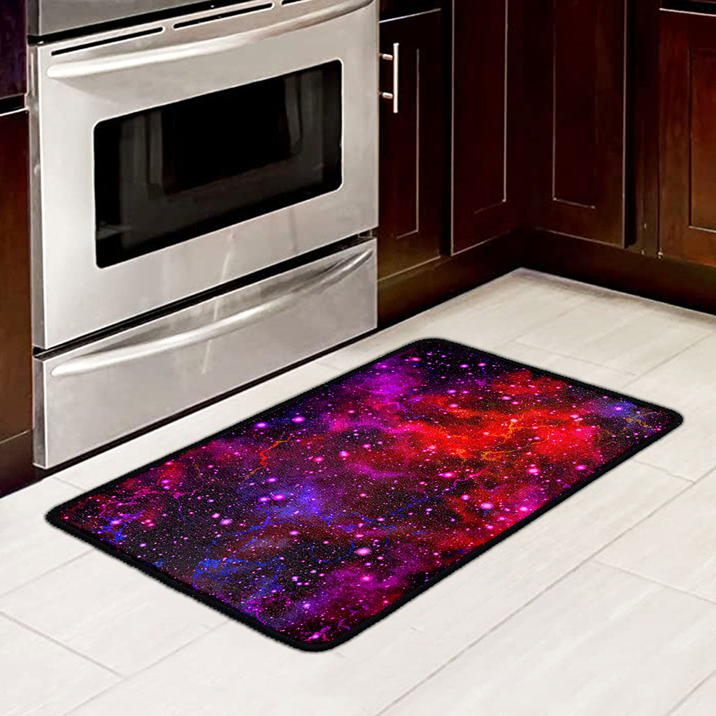 Purple Dark Galaxy Space Print Kitchen Mat