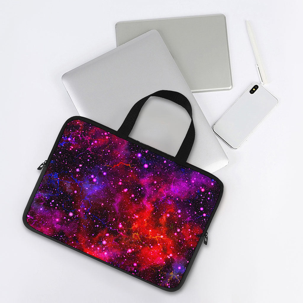 Purple Dark Galaxy Space Print Laptop Sleeve With Handle