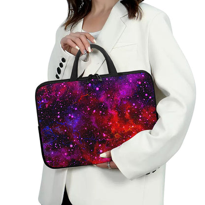 Purple Dark Galaxy Space Print Laptop Sleeve With Handle