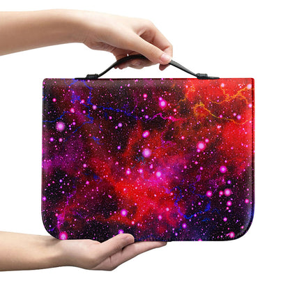 Purple Dark Galaxy Space Print Leather Bible Cover