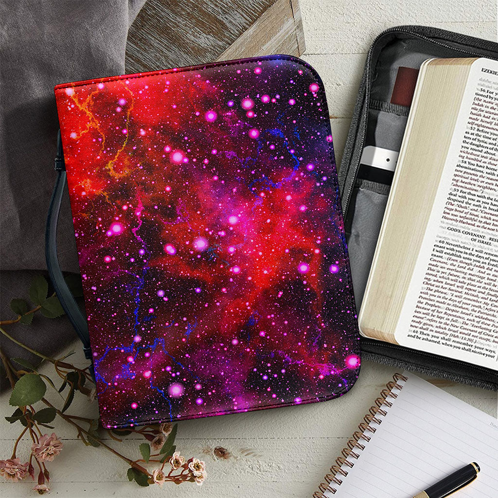 Purple Dark Galaxy Space Print Leather Bible Cover