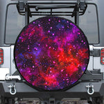 Purple Dark Galaxy Space Print Leather Spare Tire Cover