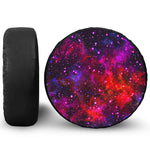 Purple Dark Galaxy Space Print Leather Spare Tire Cover
