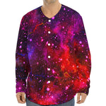 Purple Dark Galaxy Space Print Long Sleeve Baseball Jersey