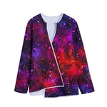 Purple Dark Galaxy Space Print Long Sleeve Short Coat