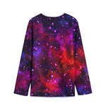 Purple Dark Galaxy Space Print Long Sleeve Short Coat