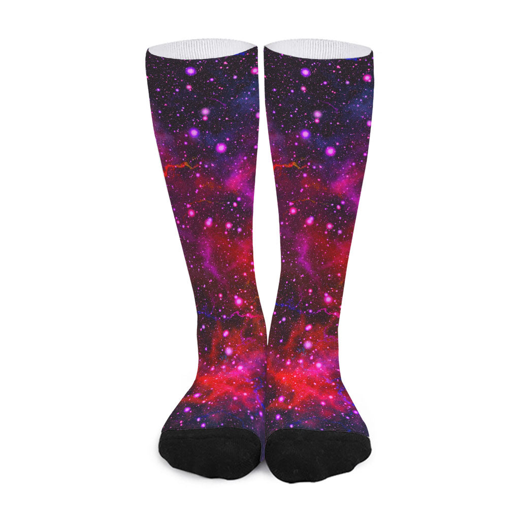 Purple Dark Galaxy Space Print Long Socks