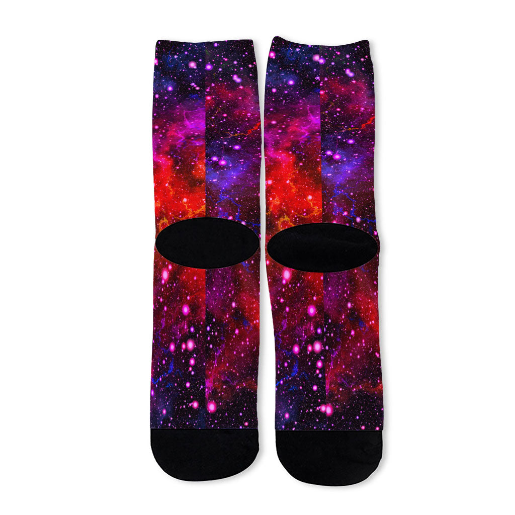 Purple Dark Galaxy Space Print Long Socks